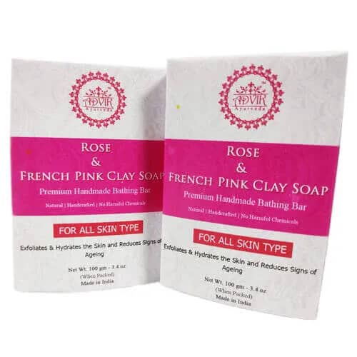 Advik Ayurveda Rose & French Pink Clay Soap for Skin Whitening, 100gm