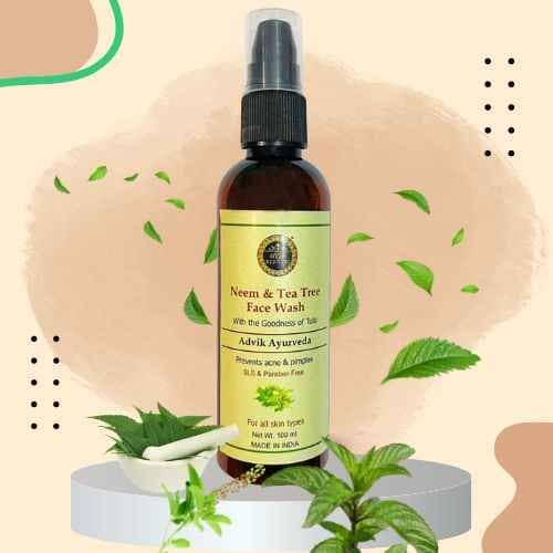 Advik Ayurveda Tea Tree Face Wash with Neem for Oily Skin and Pimples, 100ml