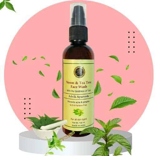 Advik Ayurveda Tea Tree Face Wash with Neem for Oily Skin and Pimples, 100ml
