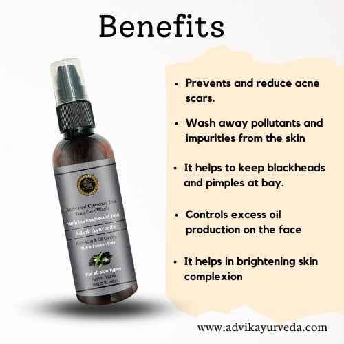 Advik Ayurveda Charcoal Face Wash with Tea Tree Oil, 100 ml