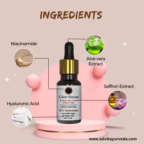 Advik Ayurveda Glow Serum with Niacinamide & Hyaluronic Acid, 30ml