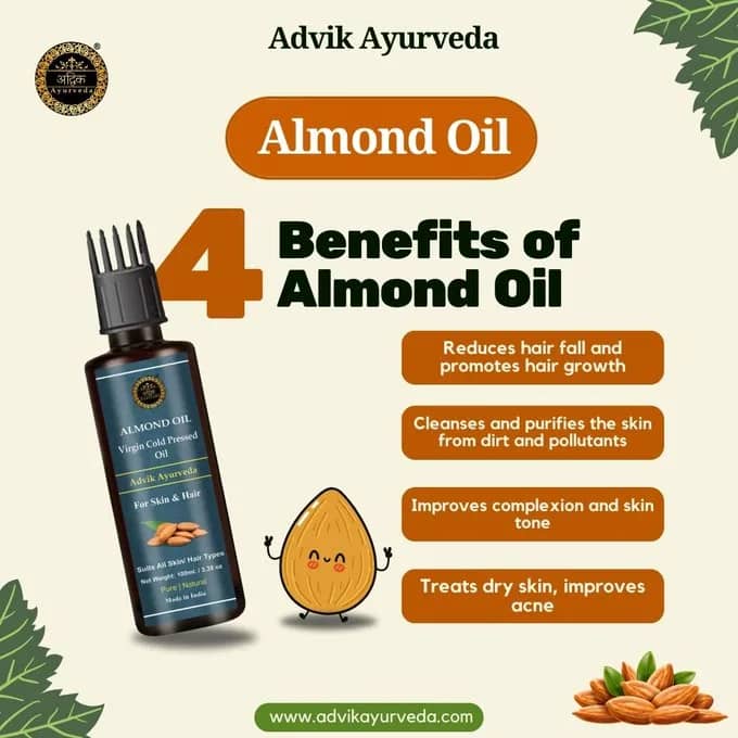 Advik Ayurveda Almond Oil 100 ml- Cold Processed Oil For Skin & Hair