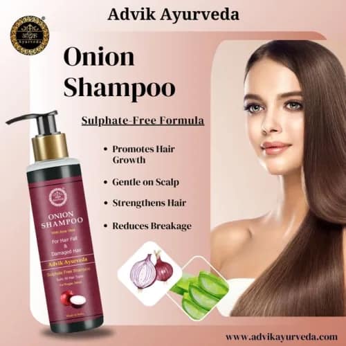 Advik Ayurveda Onion Shampoo - Sulphate Free Solution for Healthy and Shiny Hair